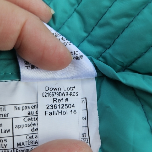 Eddie Bauer teal stormdown 800 mid-length down hooded lightweight coat XS - Picture 13 of 13